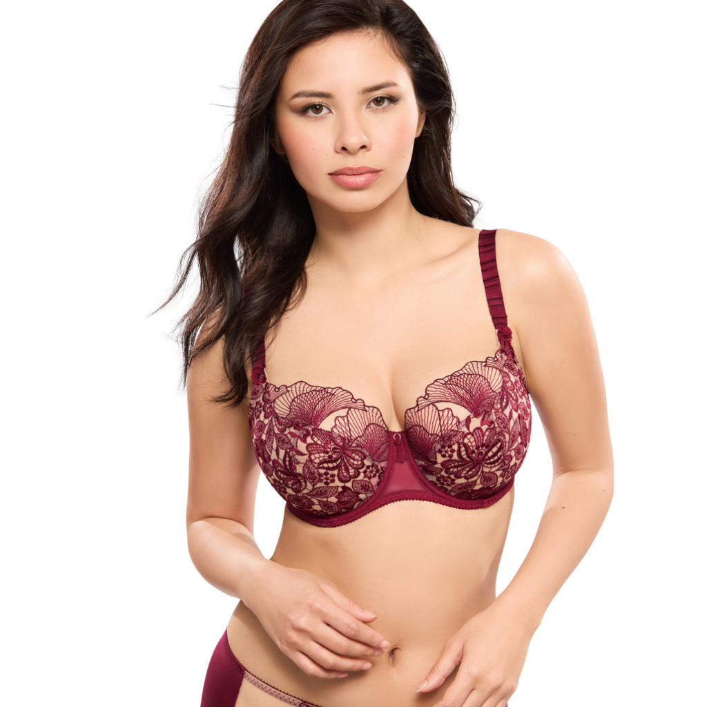 Empreinte Agate Demi Cup Bra in Deep Red at Circadian Intimates Lingerie Boutique Kansas City