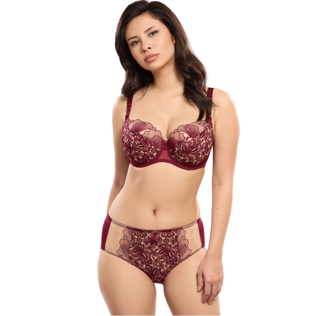 Empreinte Agate Demi Cup Bra in Deep Red at Circadian Intimates Lingerie Boutique Kansas City