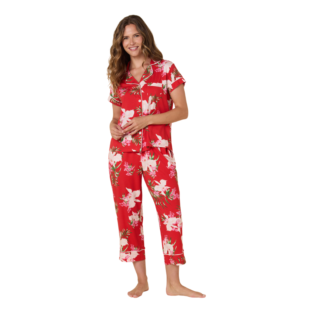 Holiday Floral Capri Pajama Set from The Cat's Pajamas at Circadian Intimates Lingerie Store in Kansas City