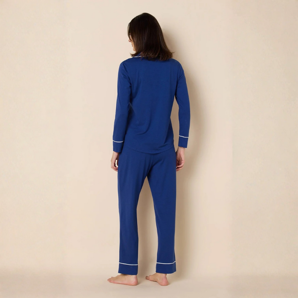 Soft Cotton Modal Jersey Pajamas in Marine Blue at Circadian Intimates