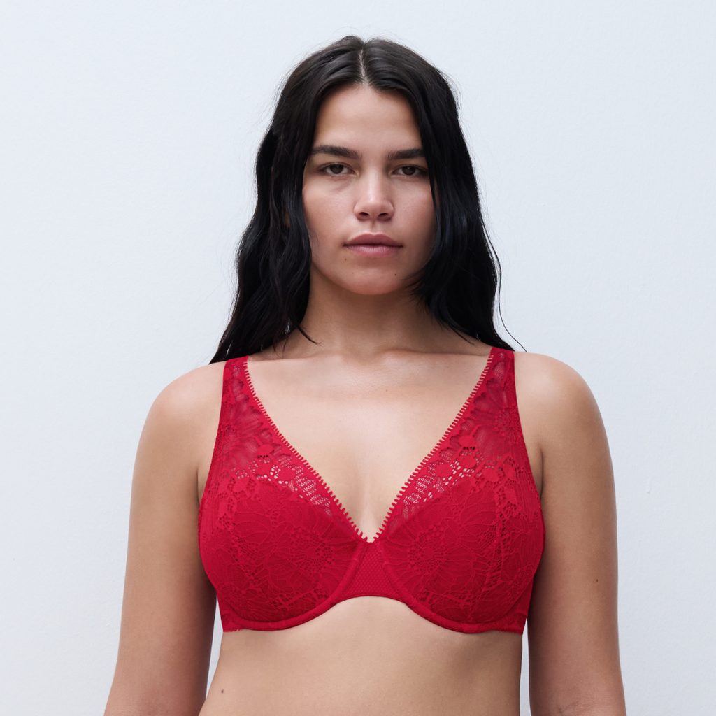 Chantelle Seamless Lace Plunge Bra at Circadian Intimates Lingerie Store in Kansas City