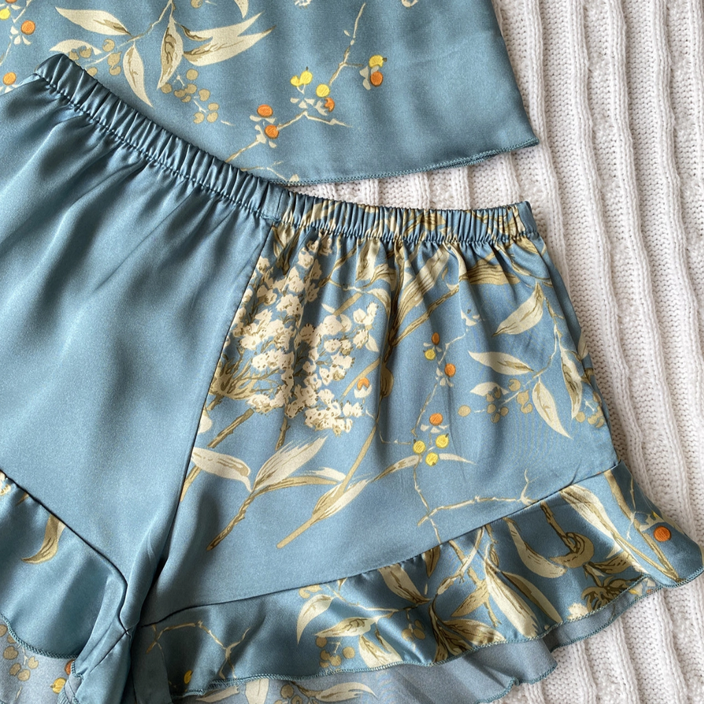 Faux Silk Floral Pajamas at Circadian Intimates Lingerie Store